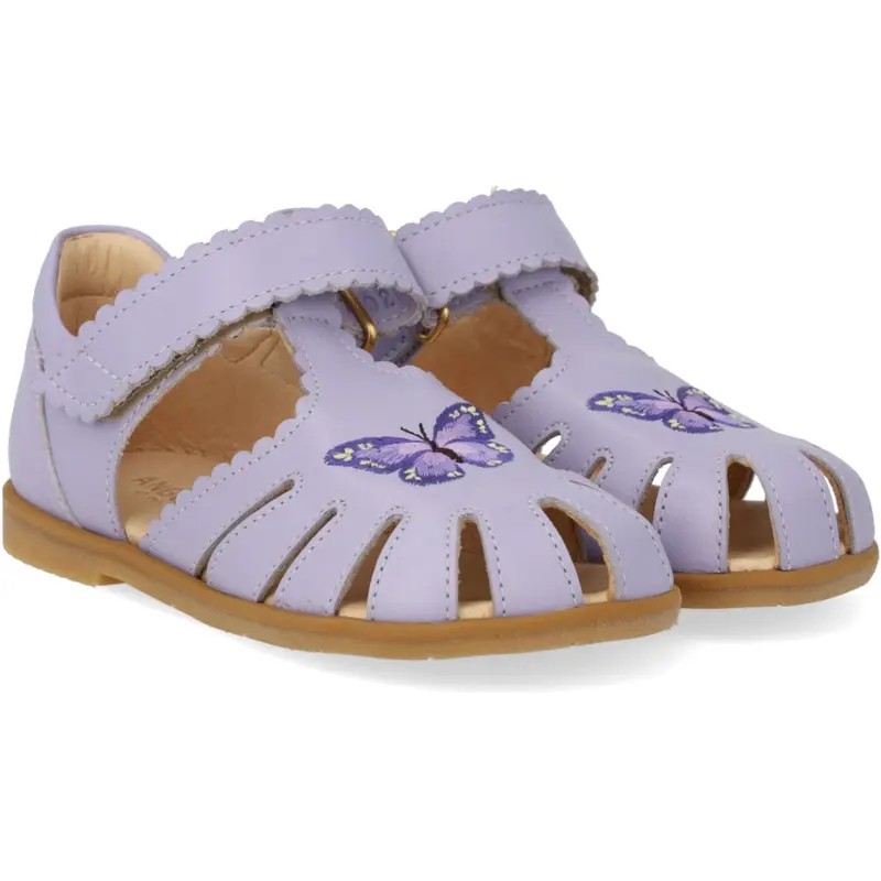 Angulus Amethyst Sandal Med Lukket Tå Og Sommerfugl 1