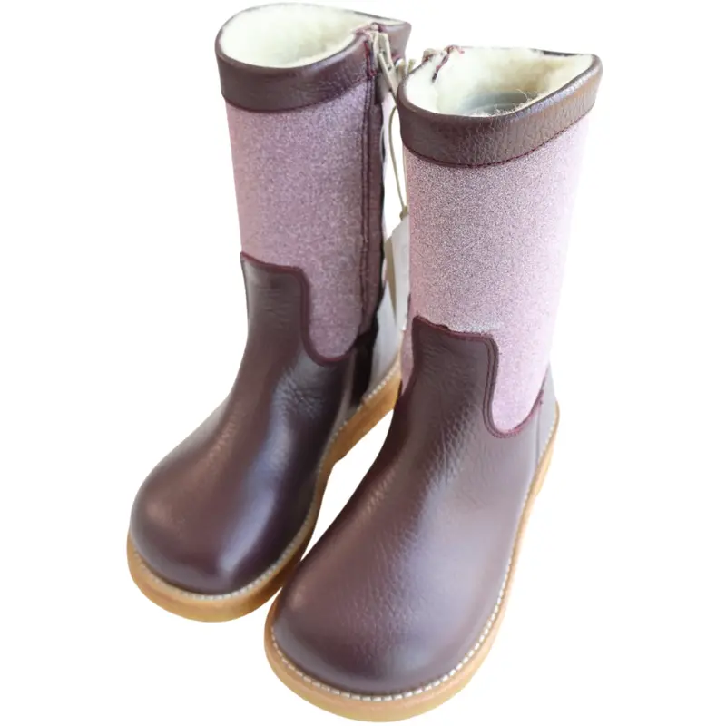 Angulus Aubergine/Aubergine Glitter Tex Glitter Boot With Glitter And Zipper 1