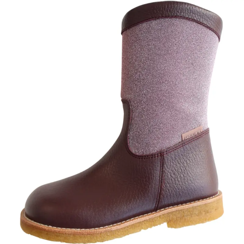 Angulus Aubergine/Aubergine Glitter Tex Glitter Boot With Glitter And Zipper 2