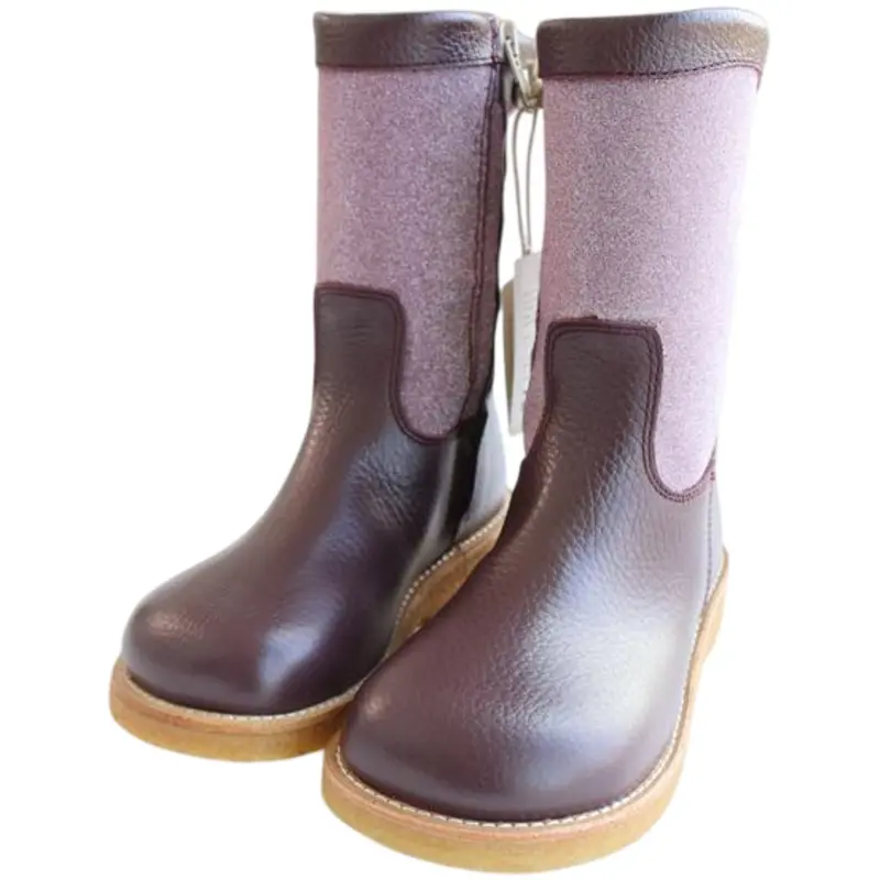 Angulus Aubergine/Aubergine Glitter Tex Glitter Boot With Glitter And Zipper 5