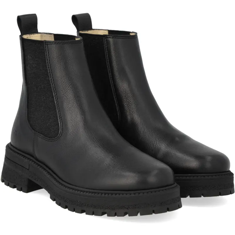 Angulus Black/Black Glitter Elastic Chelsea Boot With Elastic On Track Sole 1