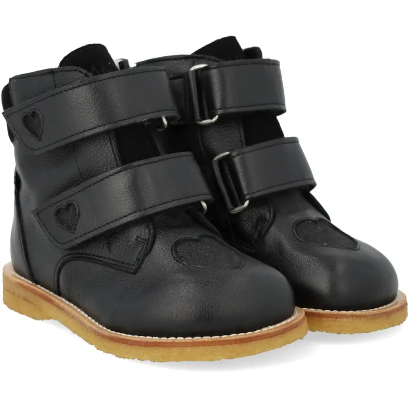 Angulus Black/Black Glitter Tex Boot With Sparkling Glitter Hearts 1