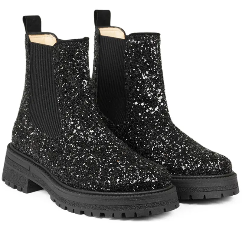 Angulus Black Glitter/Black/Black Glitter Chelsea Boot På Trackål 1