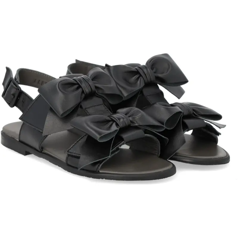 Angulus Black Sandal Med Sløjfe, Velcro Og Spænde 1