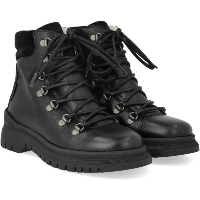 Angulus Black Tex Lace-Up Boot With Zipper And Wool Lining 1