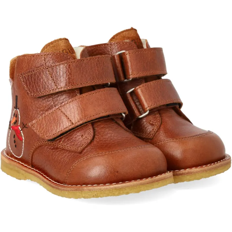 Angulus Cognac/Cognac Beginner Tex Boot With Embroidered Snowman 1