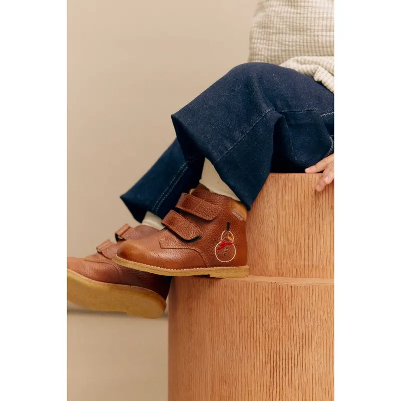 Angulus Cognac/Cognac Beginner Tex Boot With Embroidered Snowman 2