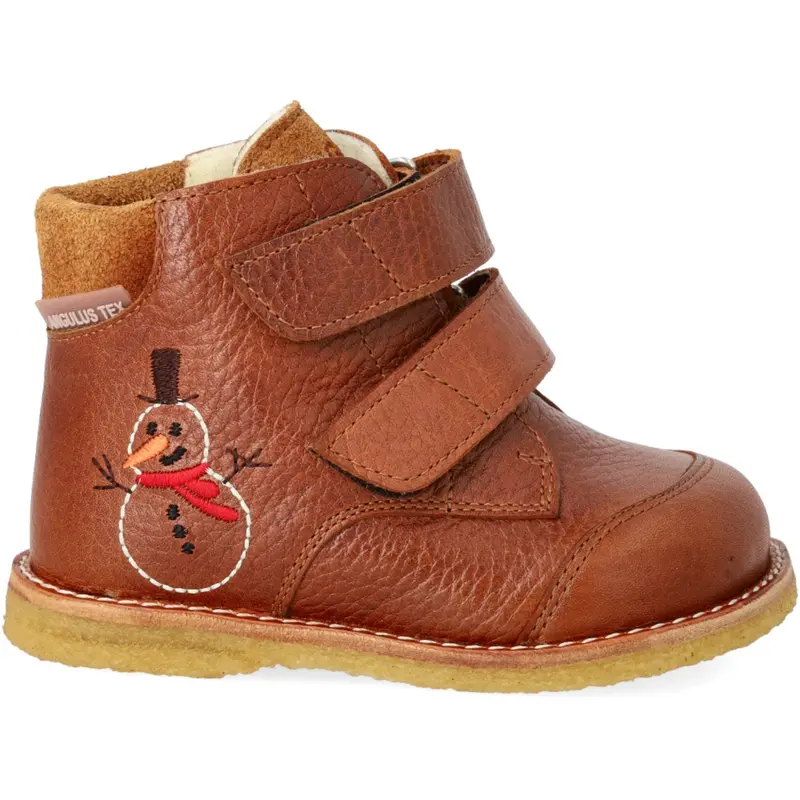 Angulus Cognac/Cognac Beginner Tex Boot With Embroidered Snowman 4