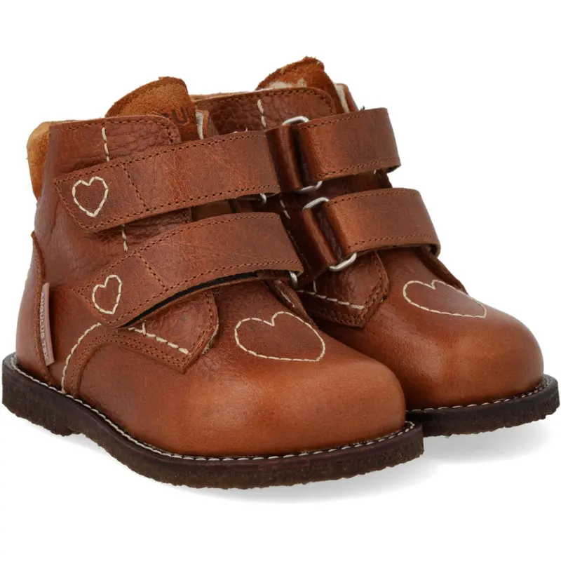Angulus Cognac/Cognac Beginner Tex Boot With Heart Embroidery 1