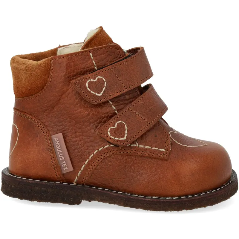 Angulus Cognac/Cognac Beginner Tex Boot With Heart Embroidery 2