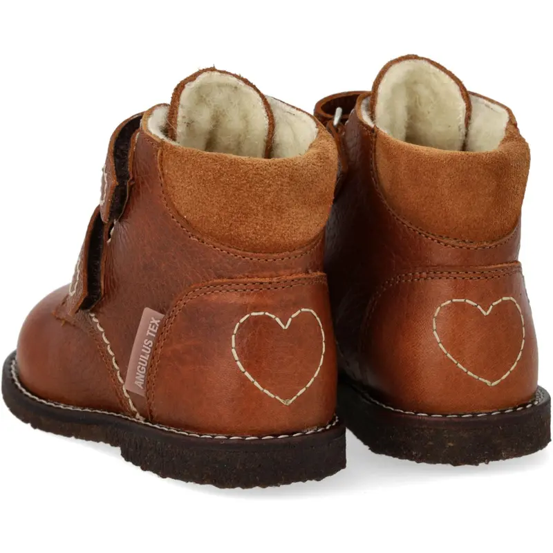 Angulus Cognac/Cognac Beginner Tex Boot With Heart Embroidery 6