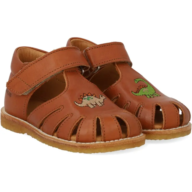 Angulus Cognac Sandal Med Dinobroderi Og Lukket Tå 1