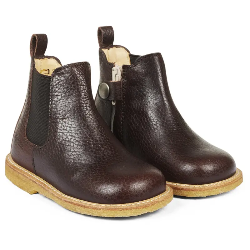 Angulus Dark Brown/Brown Classic Chelsea Boot With Elastic And Zipper 1