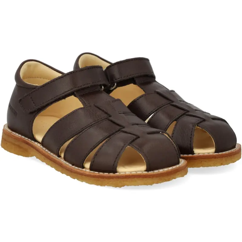 Angulus Dark Brown Sandal Med Justerbar Velcrolukning 1