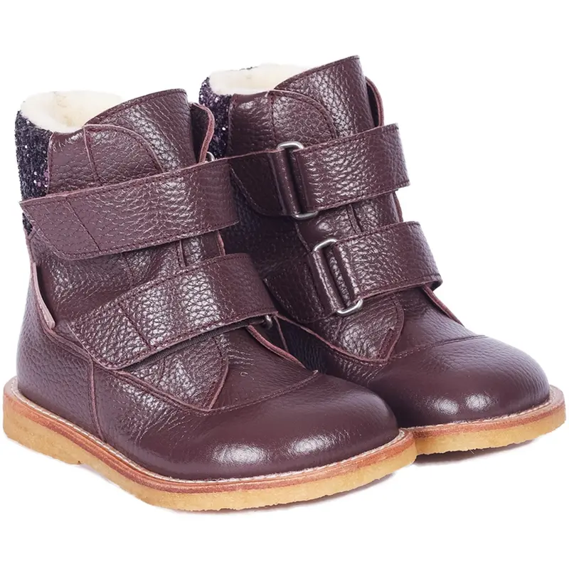 Angulus Dusty Aubergine/Aubergine Glitter Tex & Velcro Boot 1