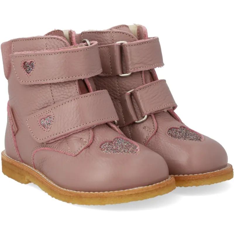 Angulus Faded Rose/Multi Glitter Tex Boot With Sparkling Glitter Hearts 1