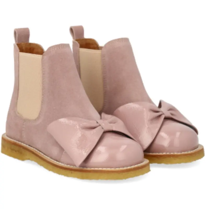 Angulus Faded Rose/Rose Elastic Chelsea Boot With Bow 1