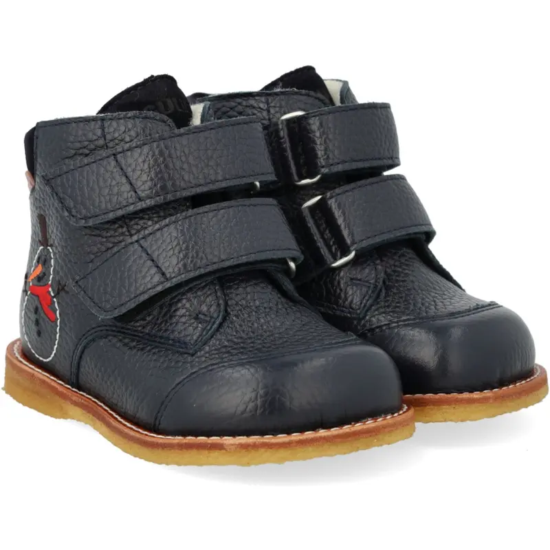 Angulus Navy/Navy Beginner Tex Boot With Embroidered Snowman 1