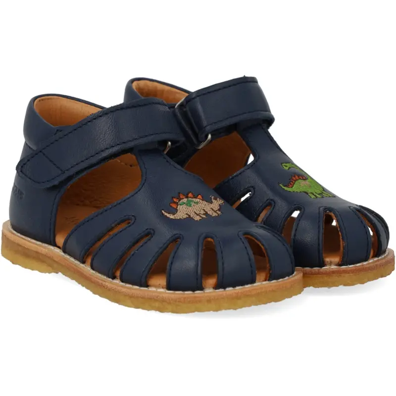 Angulus Navy Sandal Med Dinobroderi Og Lukket Tå 1