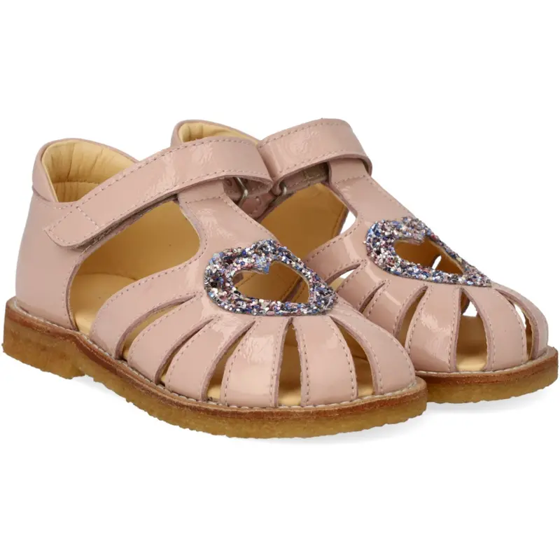 Angulus Rosebud/Pastel Multi Glitter Hjertesandal Med Glitter Hjerte 1