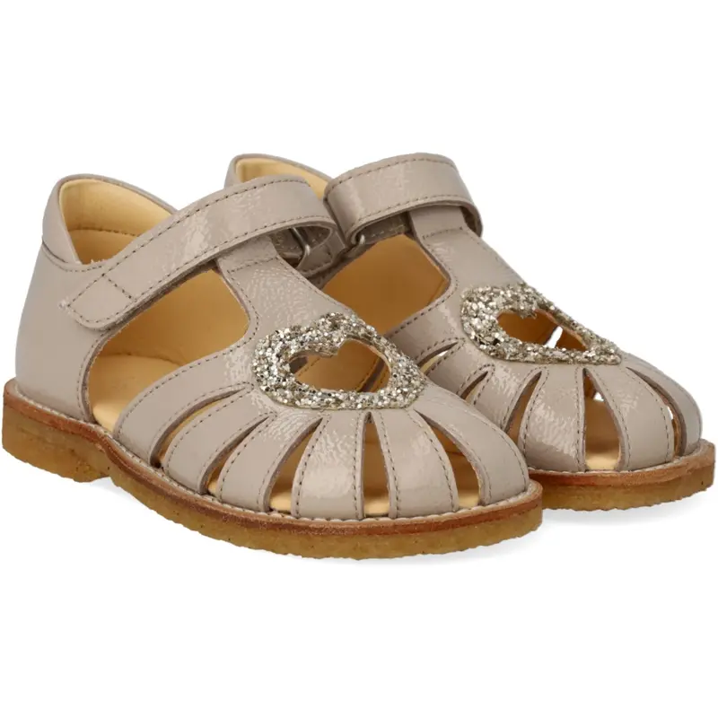 Angulus Sand/Champagne Glitter Hjertesandal Med Glitter Hjerte 1