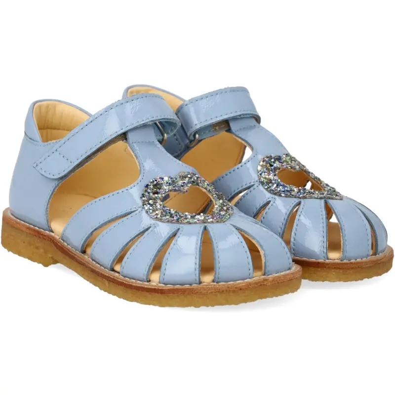 Angulus Sky Blue/Spring Multi Glitter Hjertesandal Med Glitter Hjerte 1