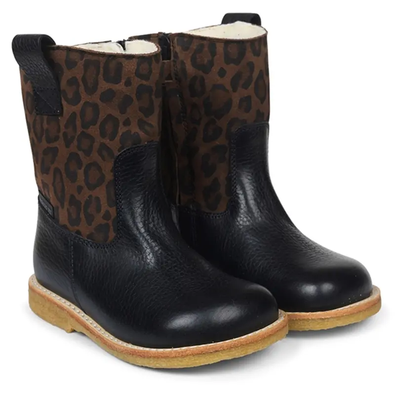 Angulus Tex-Boots W. Zipper Black/Brown Leo 1