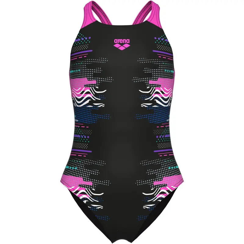 Arena Black Multi- Girl's Arena Rhythm Swimsuit V Back L 1