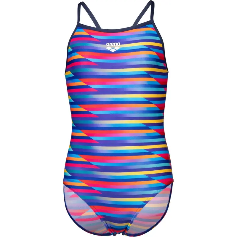 Arena Multi Girl's Arena Racing Stripe Swimsuit Lightdrop Back 1