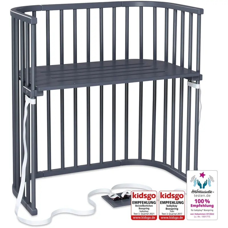 Babybay® Grey Varnished Boxspring Co-Sleeper 1