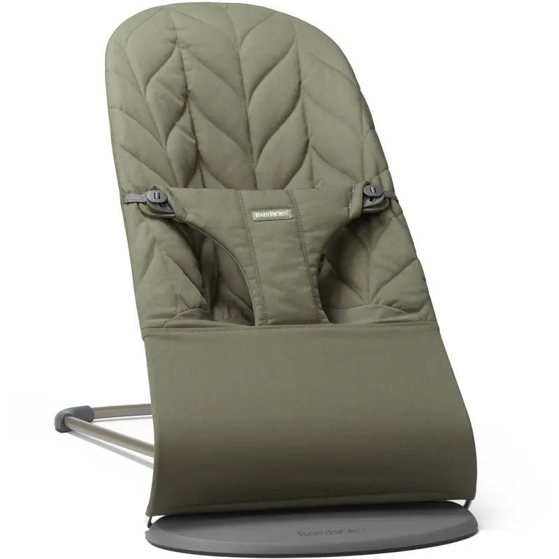 Babybjörn Dark Green Bouncer Bliss - Woven, Flower Leaf Quilt 1
