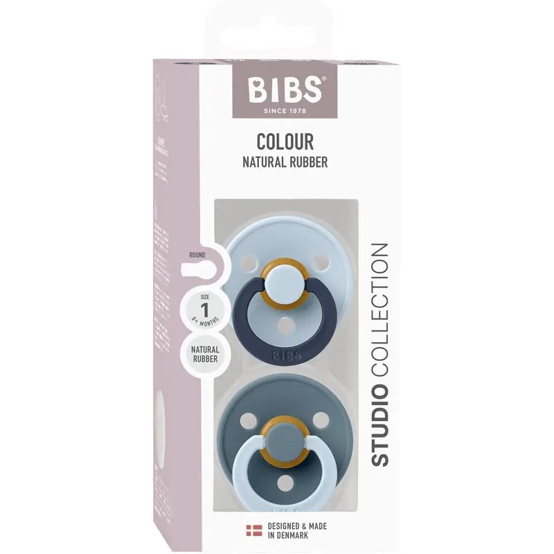 Bibs Baby Blue Pacifier Studio Colour 2-Pack Fusion Latex Petrol Mix 1