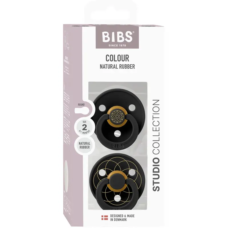 Bibs Black Gold Pacifier Studio Colour 2 Pack Layl Latex 1