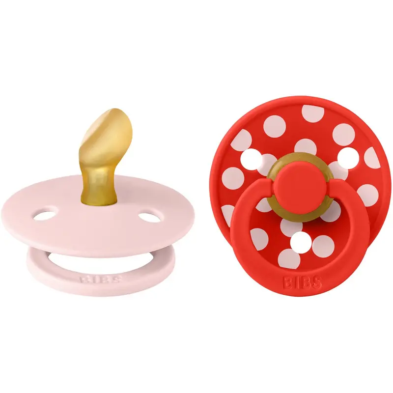 Bibs Blossom/Candy Apple Pacifier Studio Colour 2-Pack Polka Anatomical Latex 1