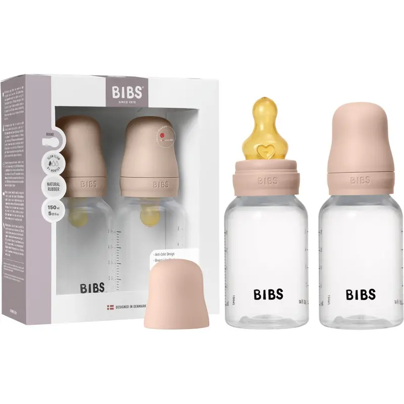 Bibs Blush Baby Bottle Round Latex 2-Pack 150 Ml Slow Flow 1