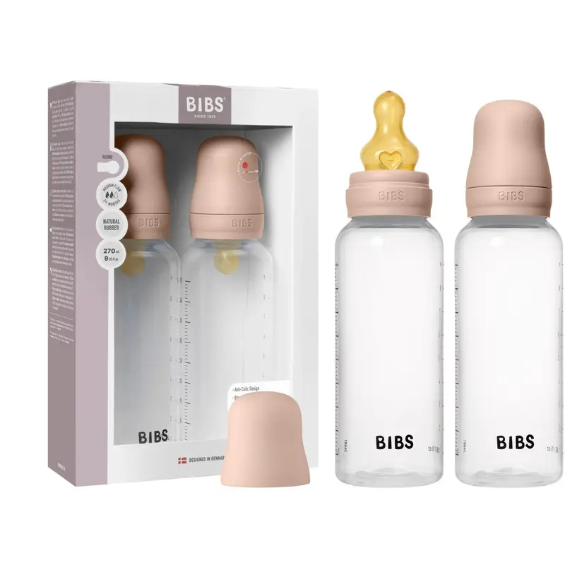 Bibs Blush Baby Bottle Round Latex 2-Pack 270 Ml Medium Flow 1
