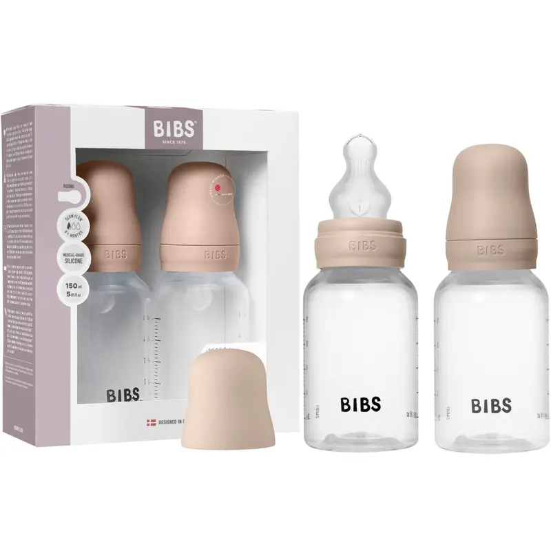 Bibs Blush Baby Bottle Round Silicone 2-Pack 150 Ml Slow Flow 1