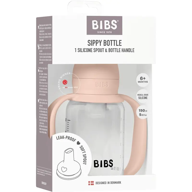 Bibs Blush Baby Sippy Bottle Spout Round Silicone Slow Flow 1
