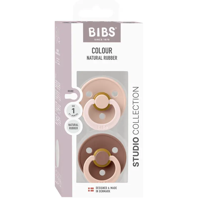 Bibs Blush Pacifier Studio Colour 2-Pack Fusion Latex Woodchuck Mix 1