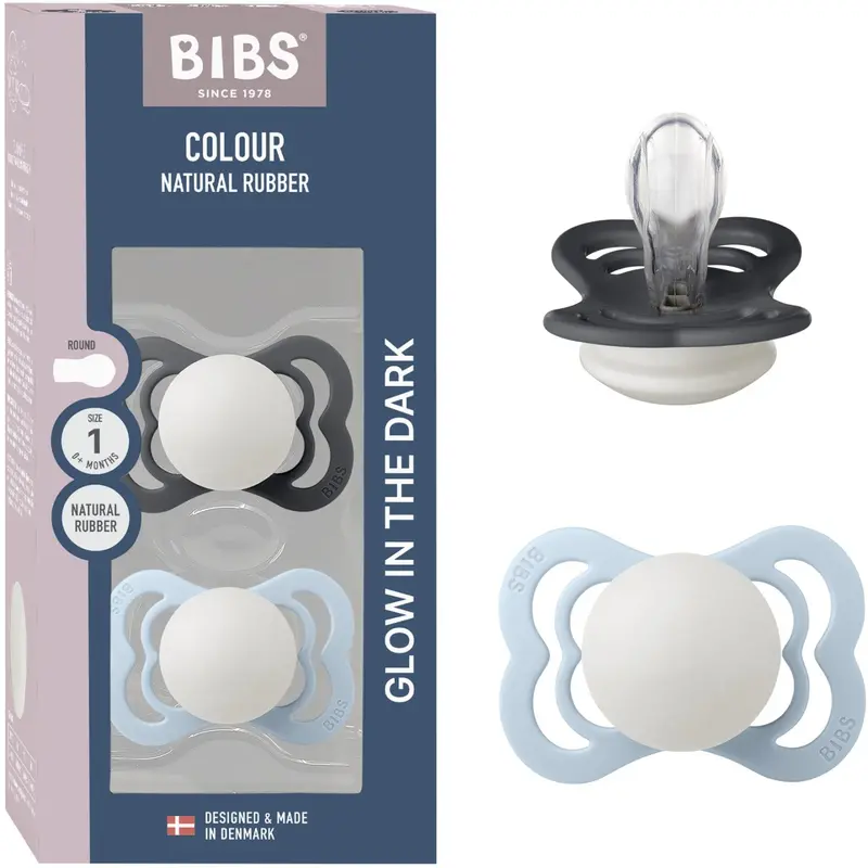 Bibs Iron Glow/Baby Blue Glow Pacifier Supreme 2-Pack Silicone 1
