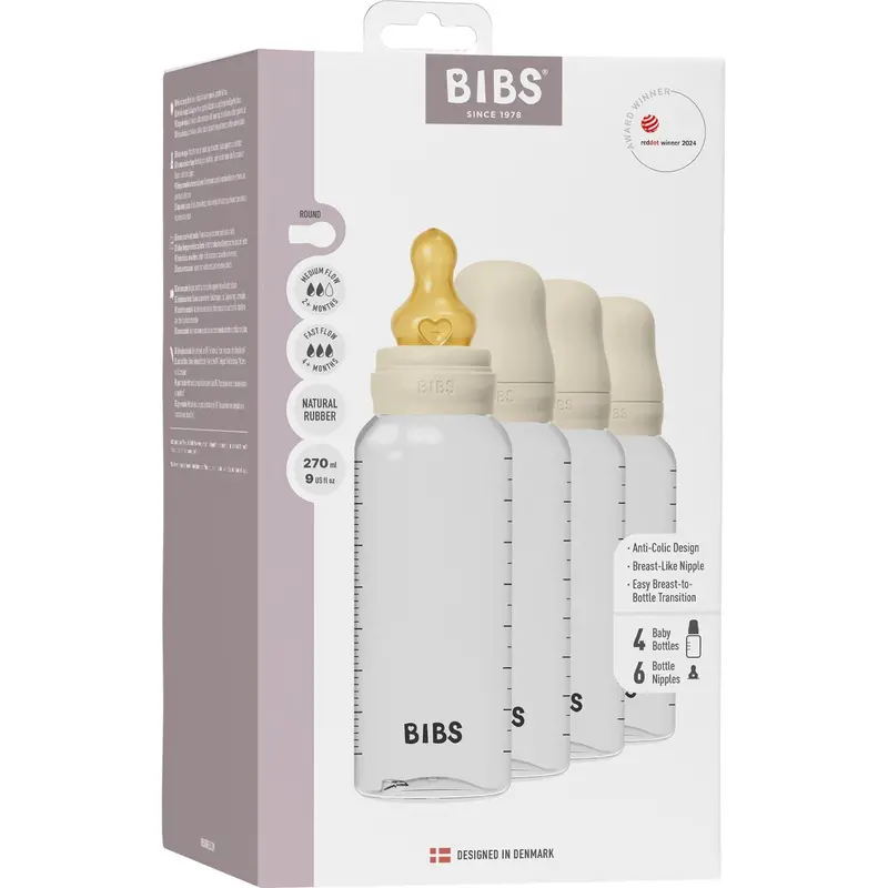Bibs Ivory Baby Bottle Round Latex 4-Pack 1