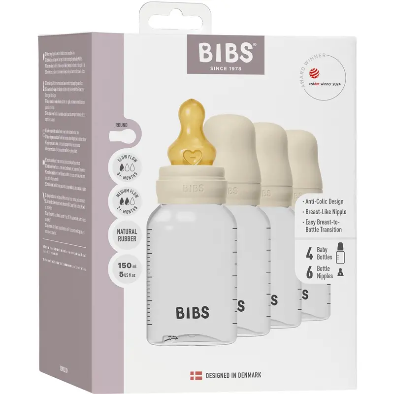 Bibs Ivory Baby Bottle Round Latex 4-Pack 1
