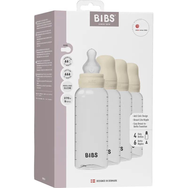 Bibs Ivory Baby Bottle Round Silicone 4-Pack 1