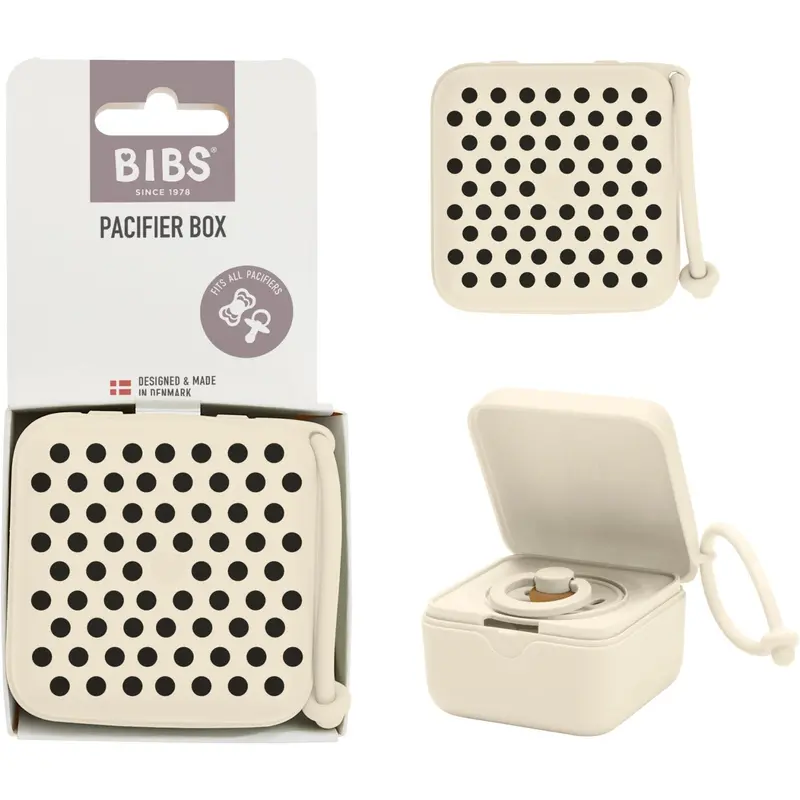 Bibs Ivory Black Studio Pacifier Box Polka Ivory Black 1