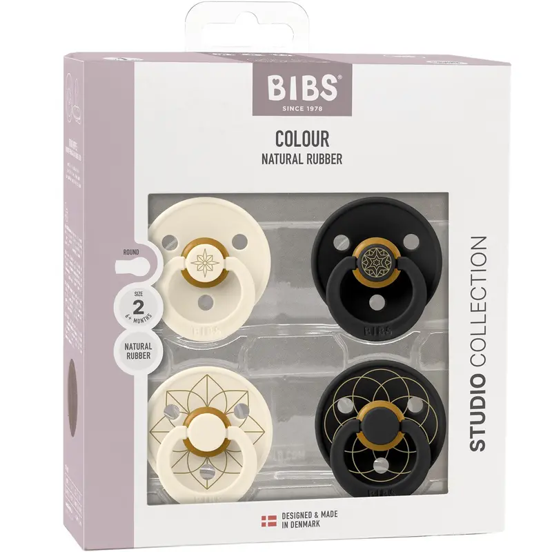 Bibs Ivory Gold Black Gold Pacifier Studio Colour 4 Pack Noor & Layl Latex 1