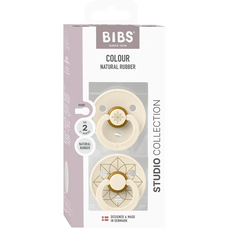 Bibs Ivory Gold Pacifier Studio Colour 2 Pack Noor Latex 1
