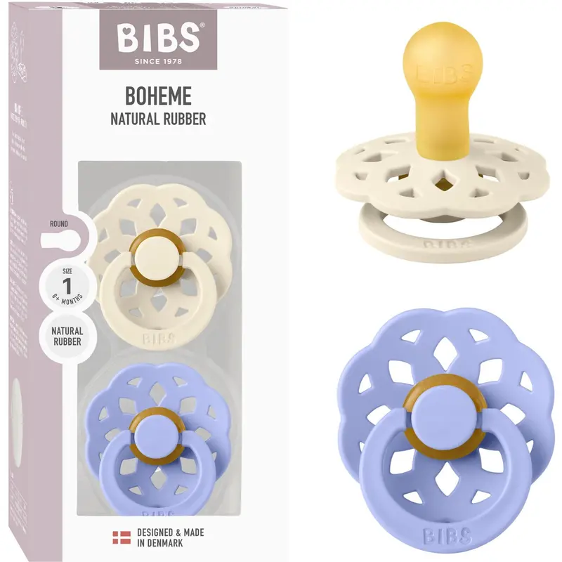 Bibs Ivory/Hush Pacifier Boheme 2-Pack Latex 1