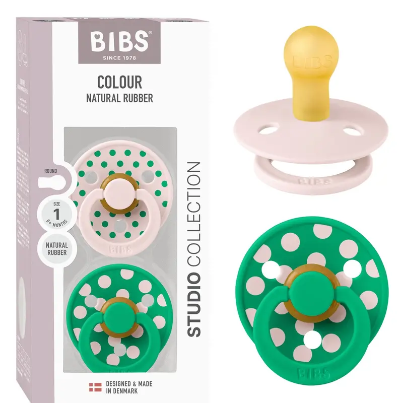 Bibs Petal/Cactus Pacifier Studio Colour 2-Pack Polka Latex 1