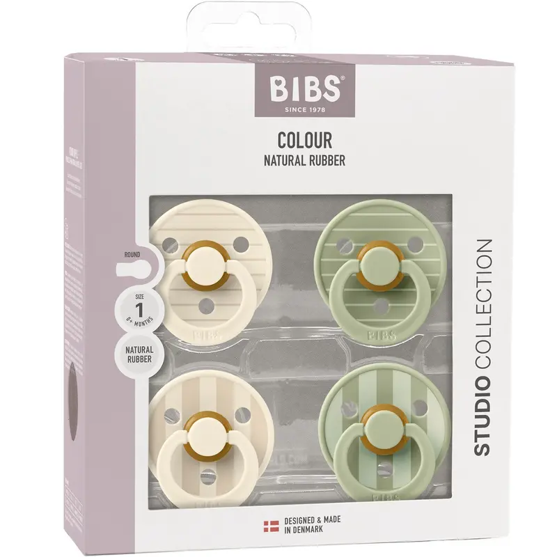 Bibs Pin Ivory Vanilla Mix/Pin Sage Mix Pacifier Studio Colour 4-Pack Latex 1