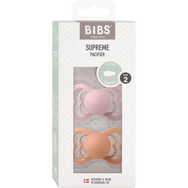 Bibs Pink Plum/Peach Pacifier Supreme 2-Pack Silicone 1